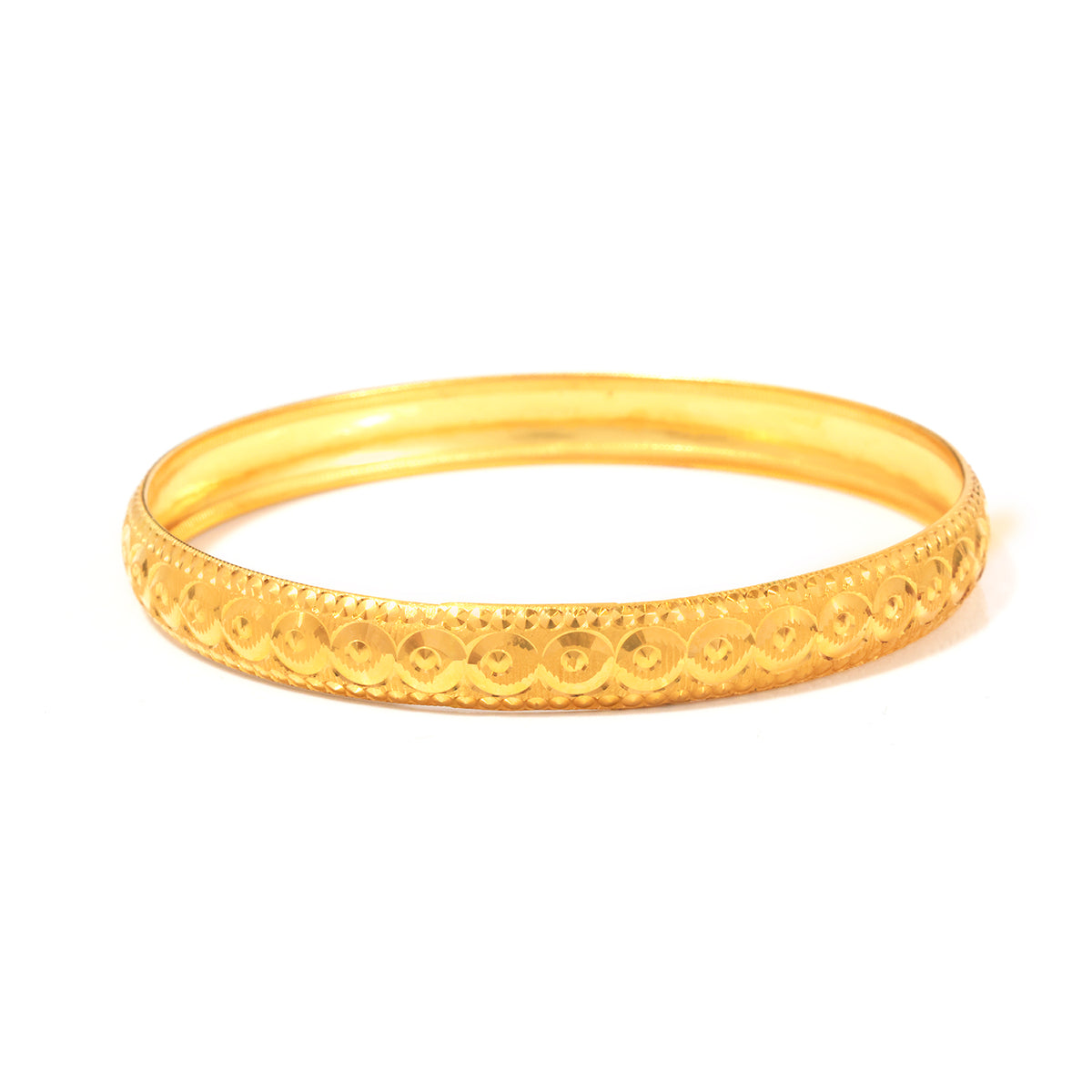 21K Gold Engraved Sunburst Bangle