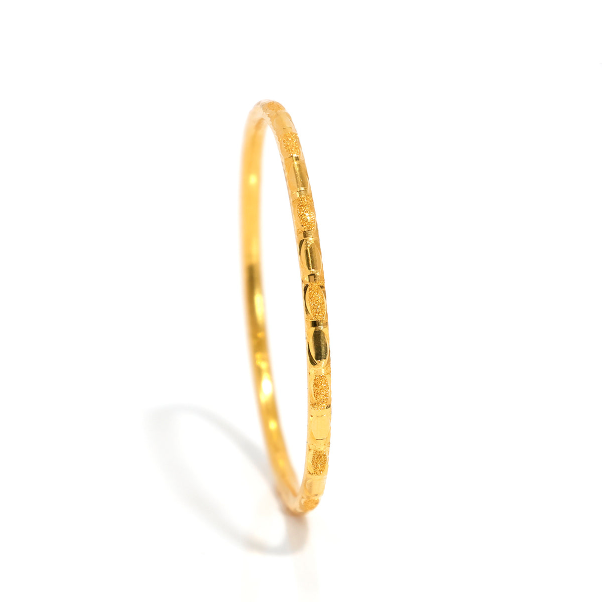 21K Stackable Gold Bangle with Alternating Textured - Main View