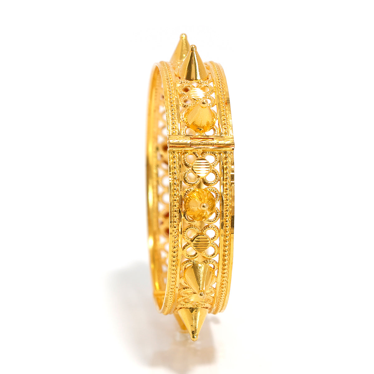 21K Gold Bangle – Balanced Textured Finish Sleek Curve – Main View