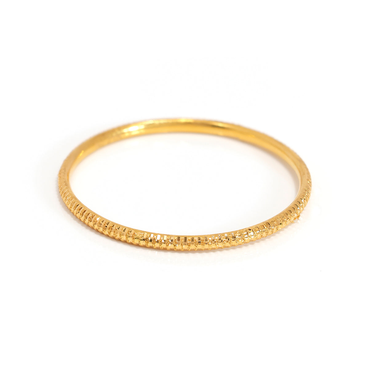  21K Textured Gold Bangle - Grooved Design - Shop Now - Close View