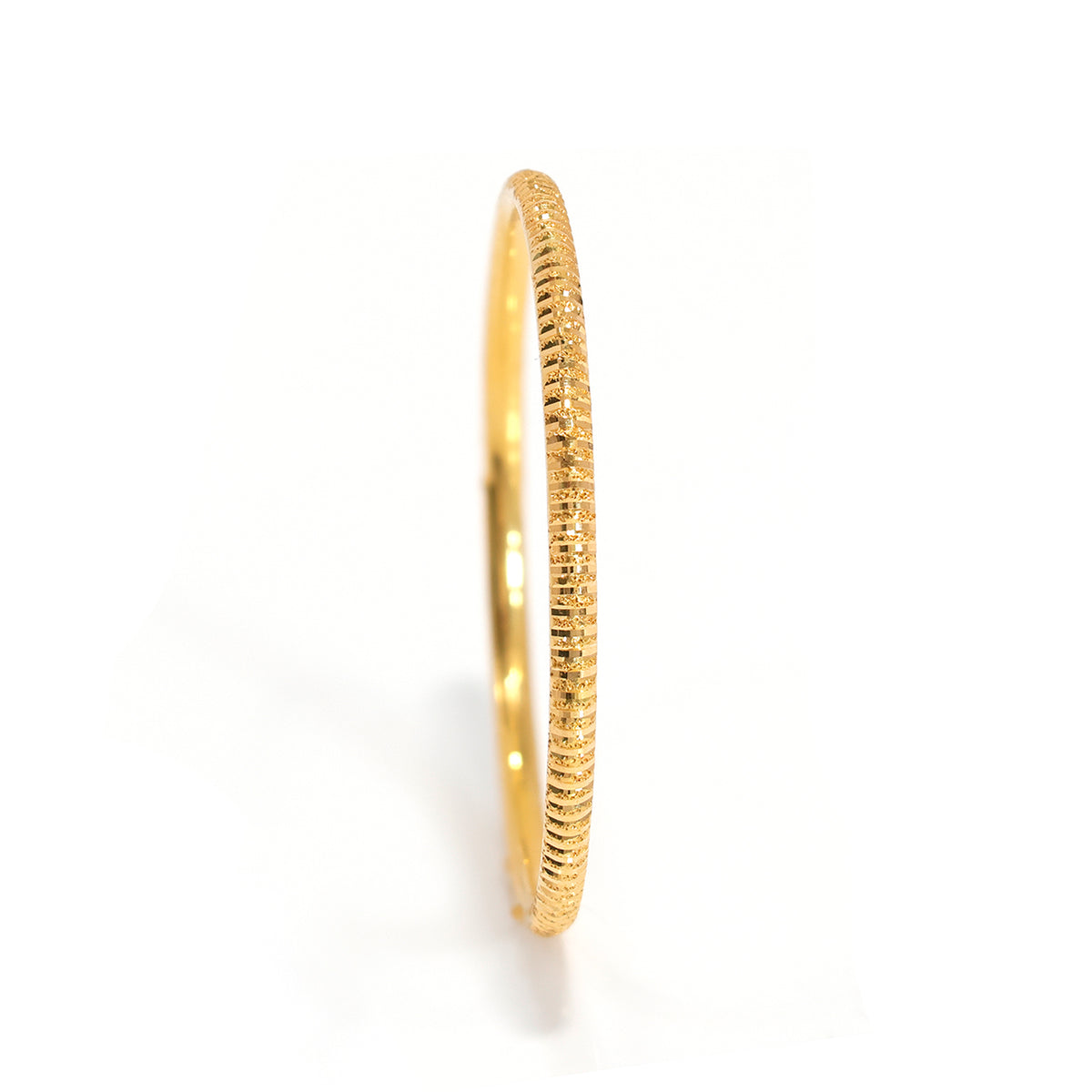  21K Textured Gold Bangle - Grooved Design - Shop Now - Main View