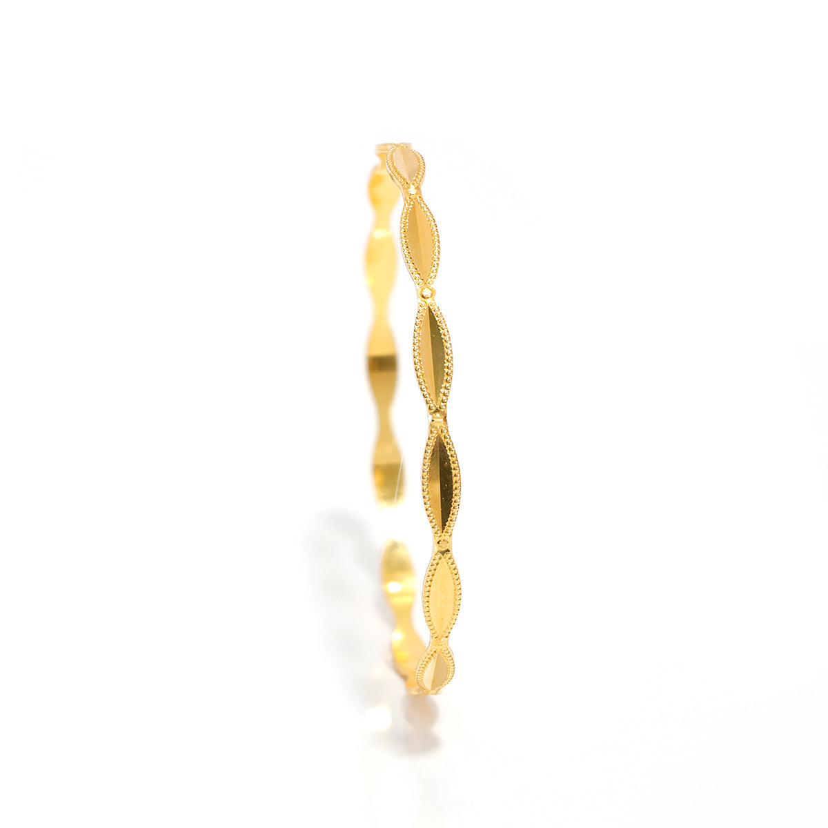 21K Twisted Gold Bangle with Flowing Wave Pattern - Zero Making Charge - Main View