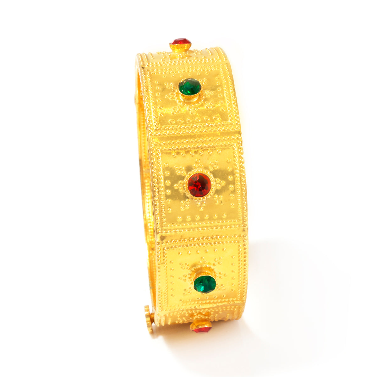 21K Gold Gemstone Panel Bangle - Zero making charge