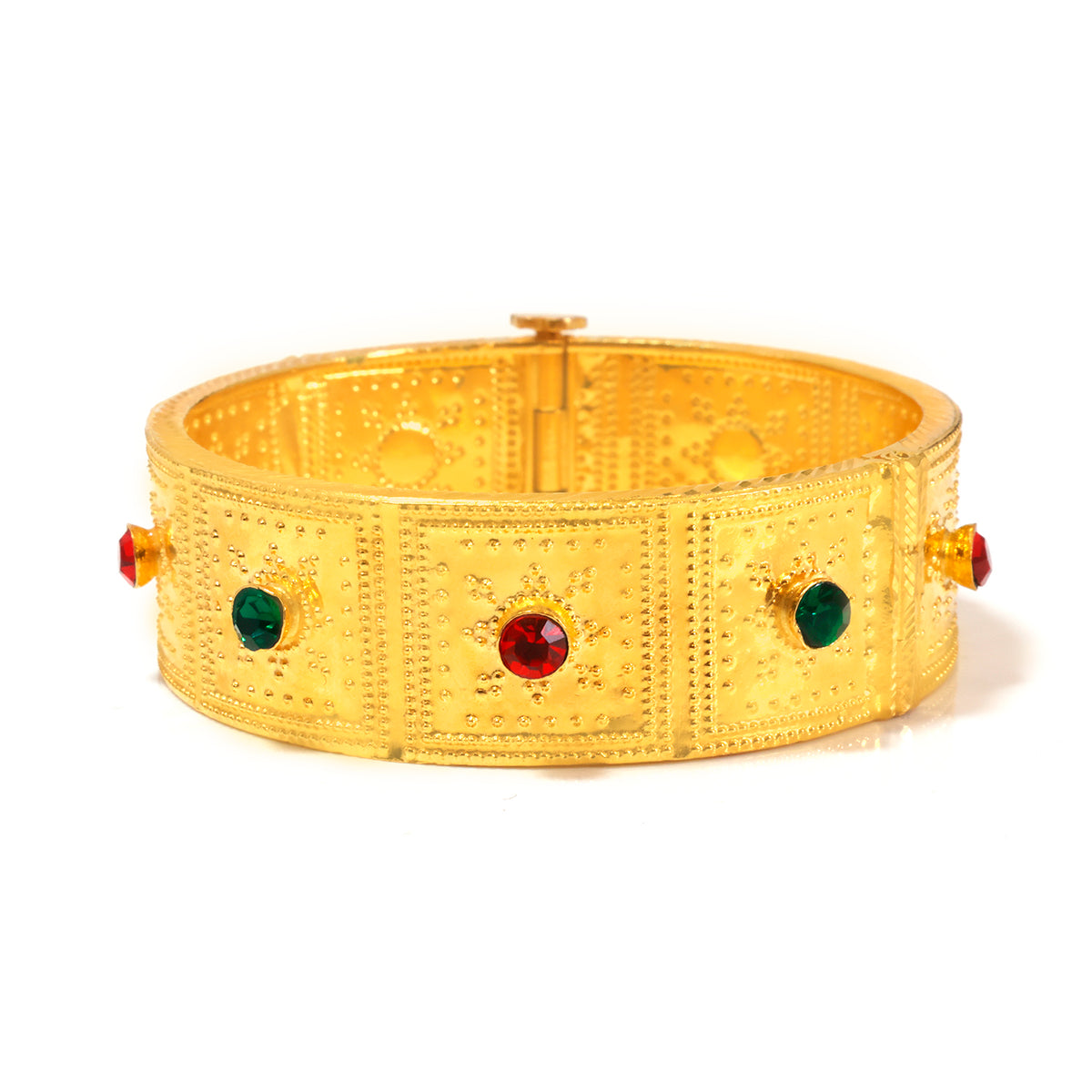 21K Gold Gemstone Panel Bangle - Zero making charge