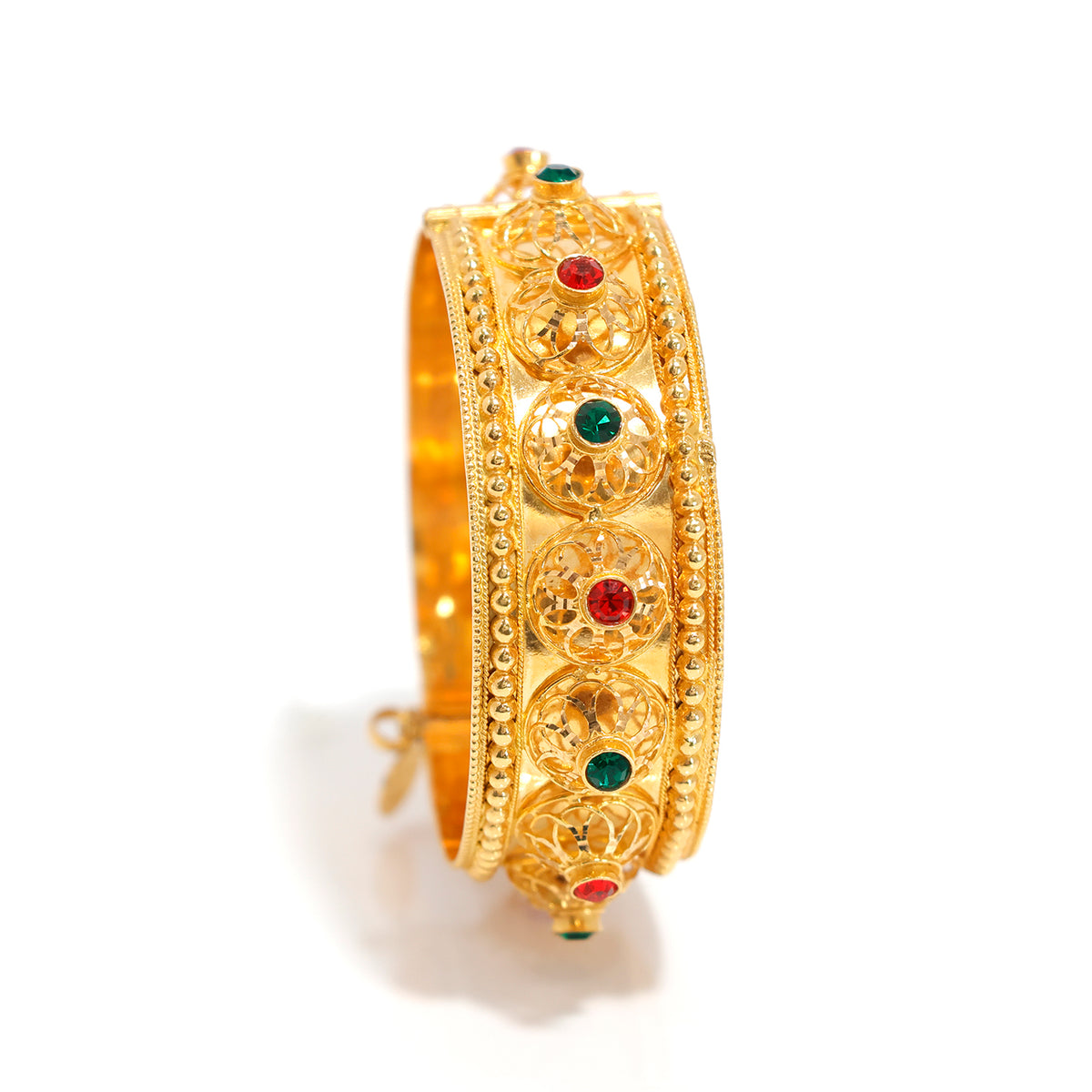 21K Gold Bangle – Bold Textured Finish Sleek Curve – Main View