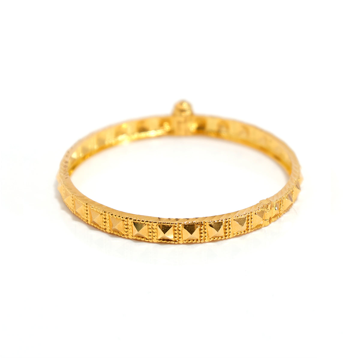21K Gold Bangle – Lightweight Textured Finish Sleek Curve – Full View