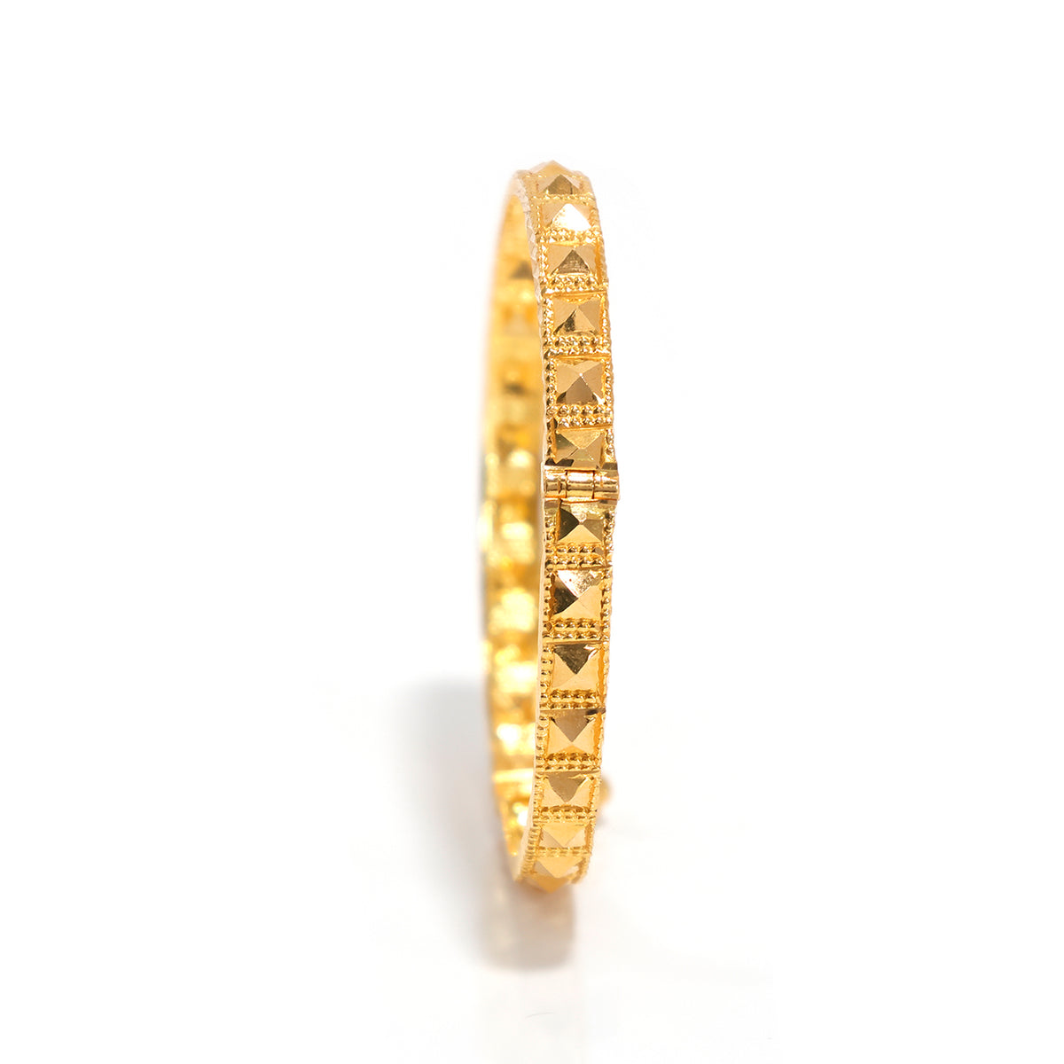 21K Gold Bangle – Lightweight Textured Finish Sleek Curve – Main View