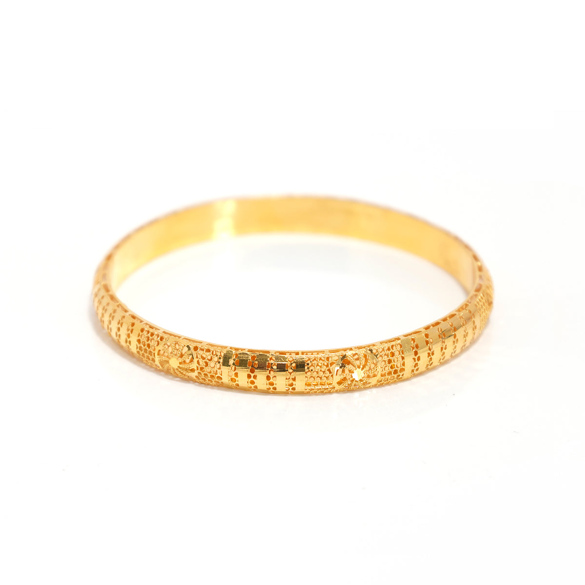21K Gold Bangle – Honeycomb texture motif – Zero Making Charge - Close View