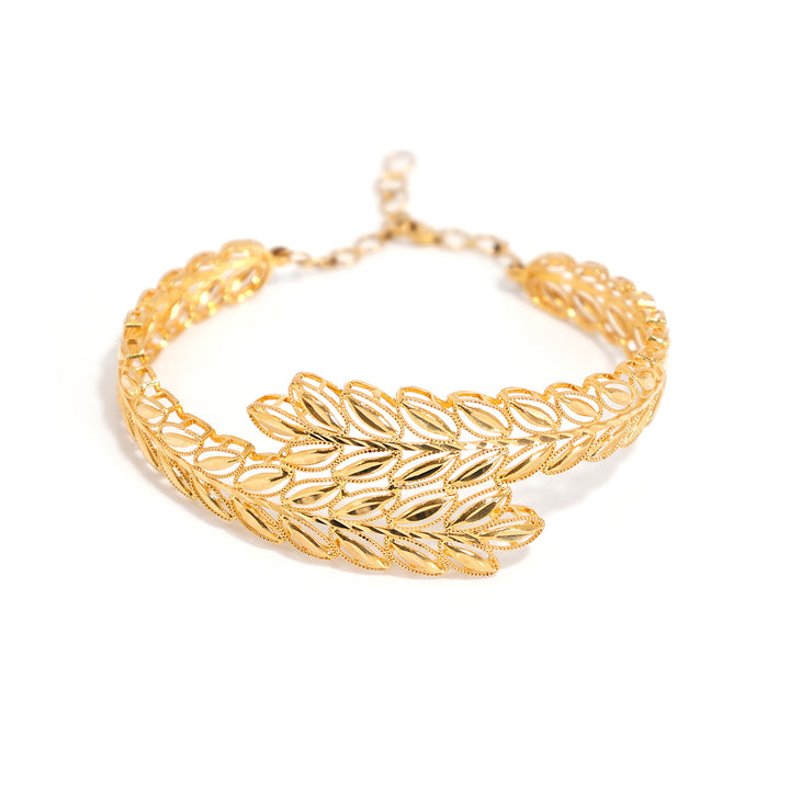 21K Gold Bracelet – Elegant Polished Leaf Design – Zero Making Charge - Main View