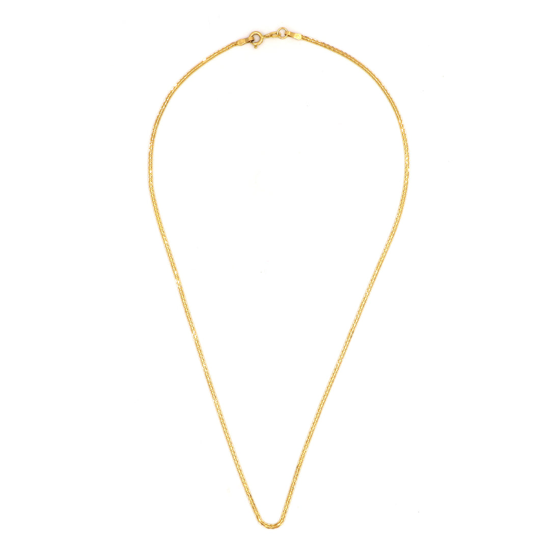 Simple 22K Gold Milan Chain Necklace - 16 Inch