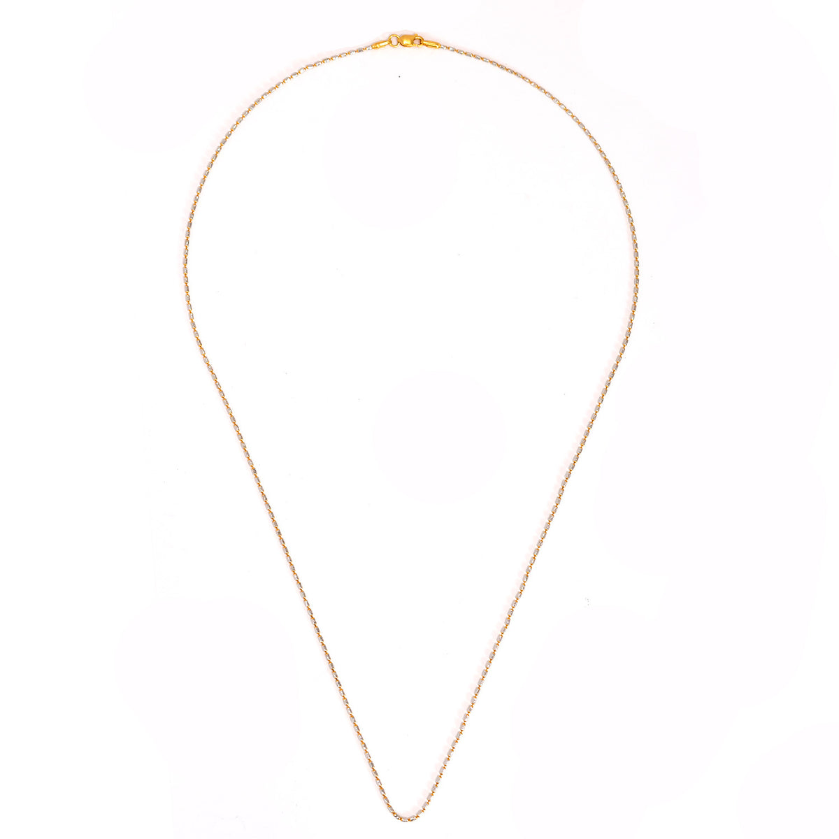 22K Gold Chain – Two-Tone Beaded Link Chain Design – Full View