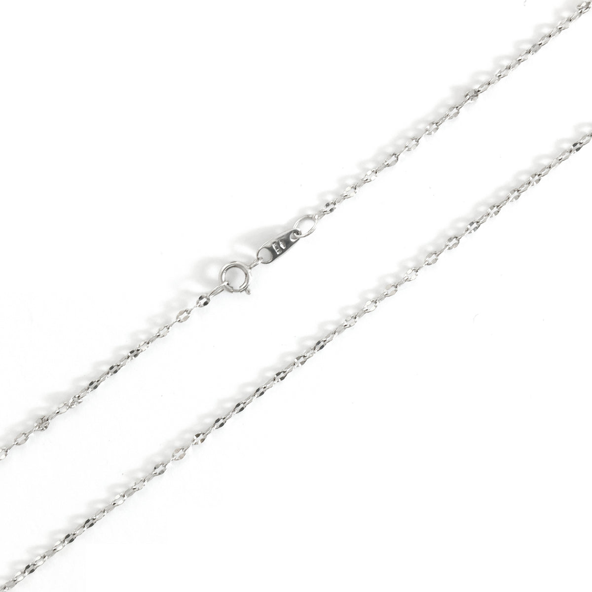 Silver chain necklace on a white background