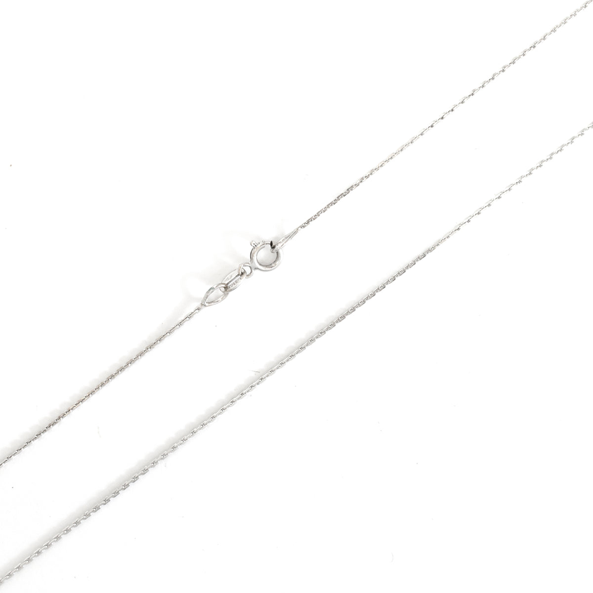 Silver chain necklace on a white background