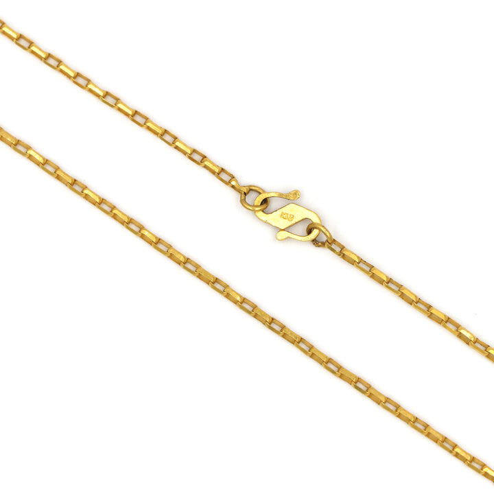 21K Gold Link Chain Necklace in Box Shape