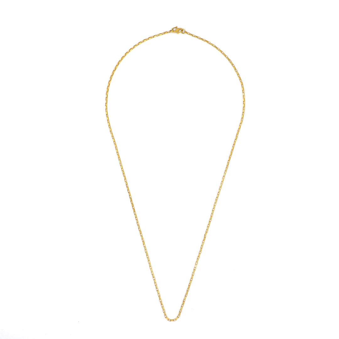 21K Gold Link Chain Necklace in Box Shape