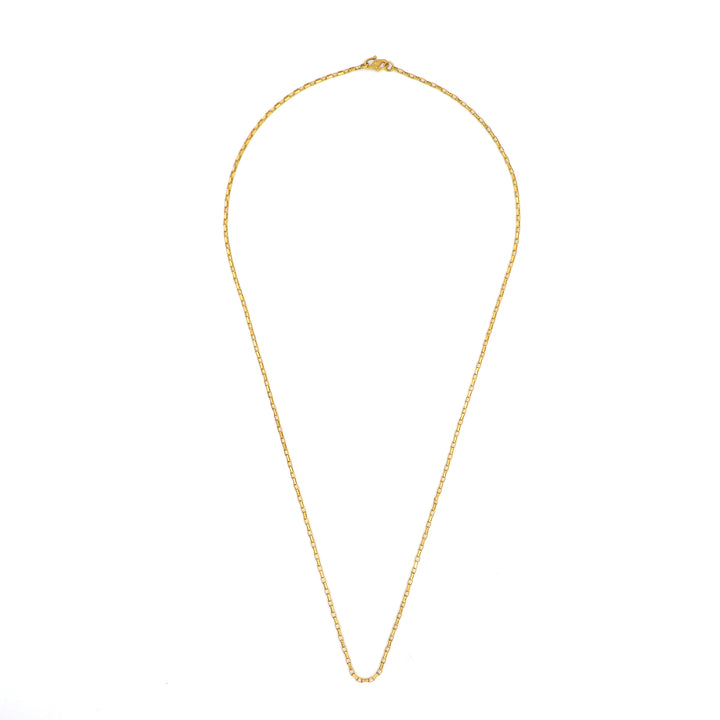 21K Gold Link Chain Necklace in Box Shape