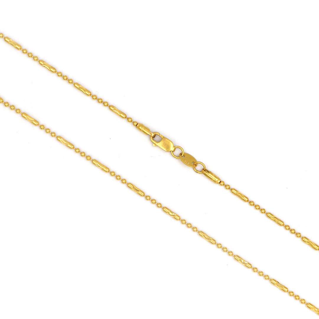 Traditional 22K Gold Cylinder Chain With Balls