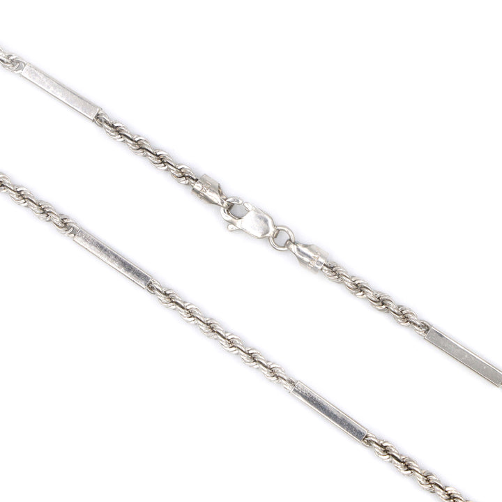 18K White Gold Rope with Cylinder Chain Necklace