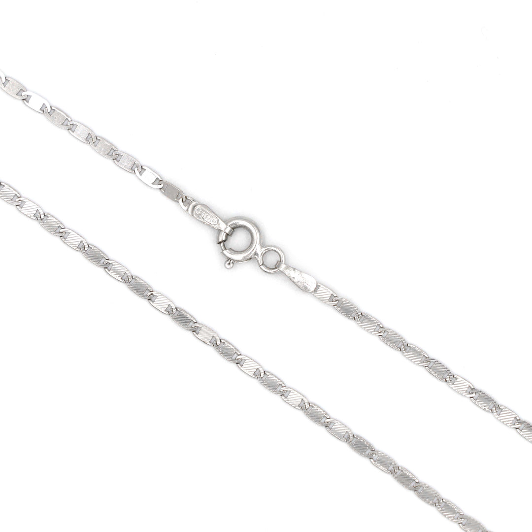 Stylish 18K White Gold Flat Chain Necklace