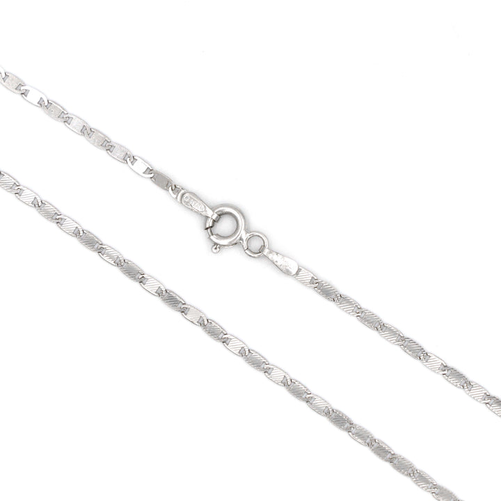 Stylish 18K White Gold Flat Chain Necklace