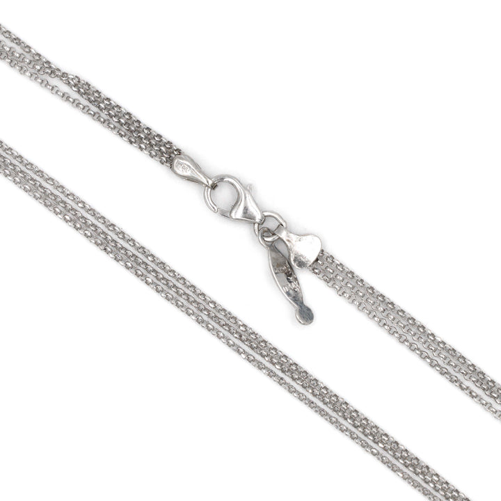 18K White Gold 3 Lines Link Chain Necklace