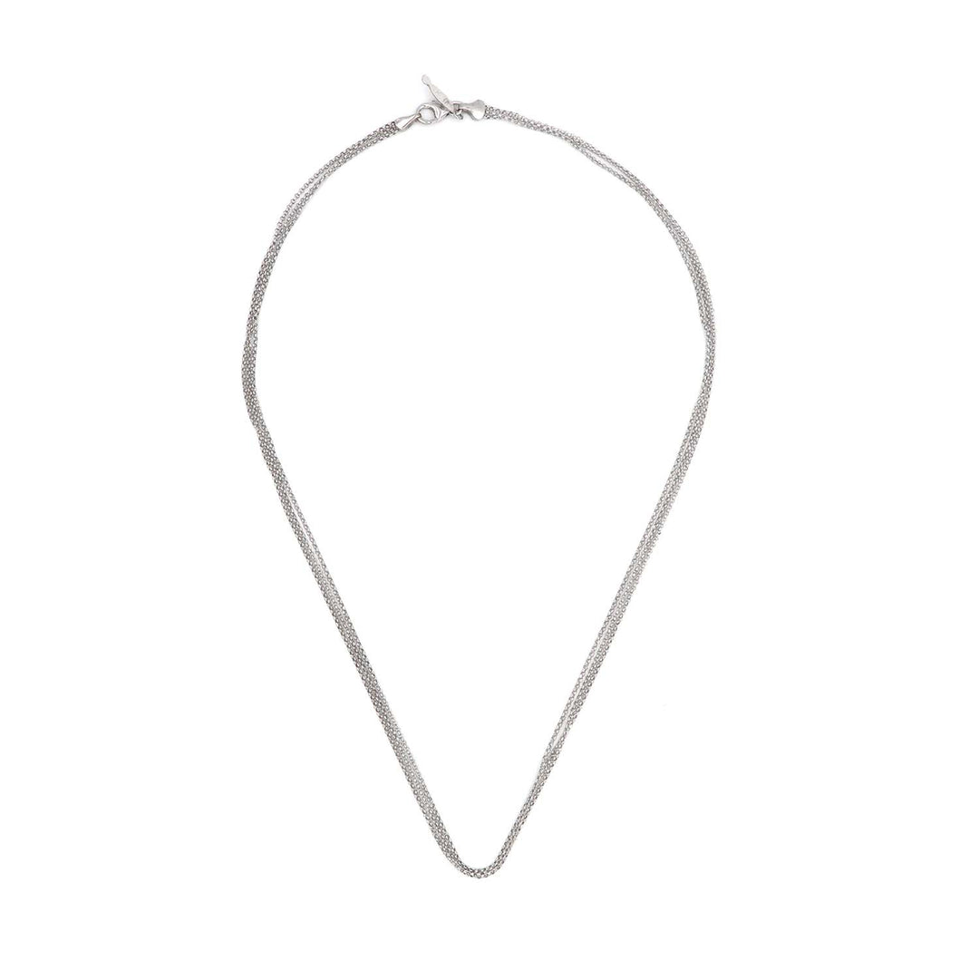 18K White Gold 3 Lines Link Chain Necklace