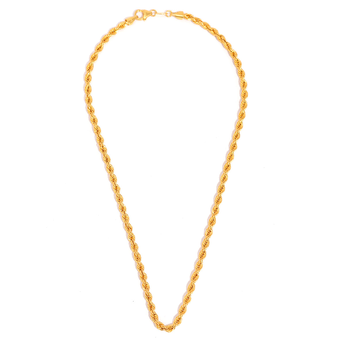 22K Gold Chain – Twisted Rope Chain Design – Zero Making Charge - Full View