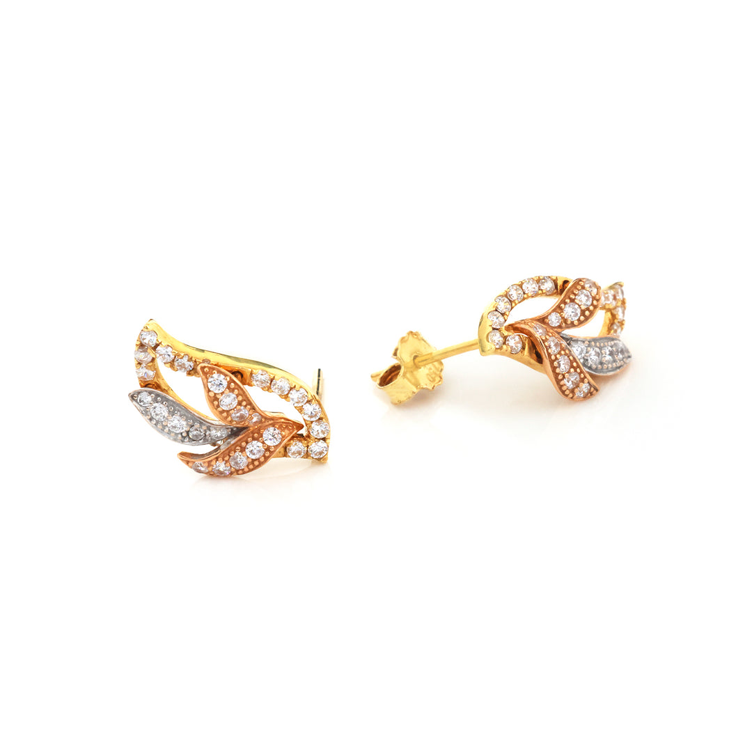 18K Gold Tri-Color Pave Swirl Necklace, Earring &amp; Ring Set