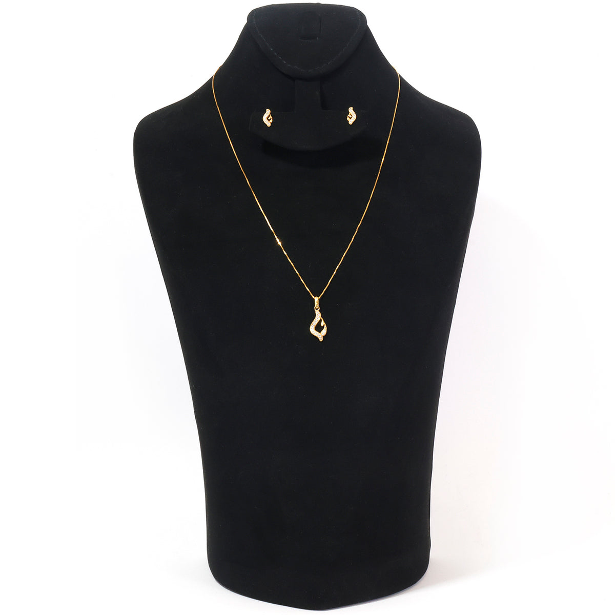 18K Gold Teardrop Stone Necklace & Earring Set