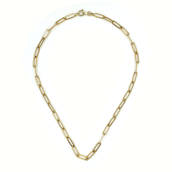 Stylish 18K Gold Paperclip Link Chain Necklace