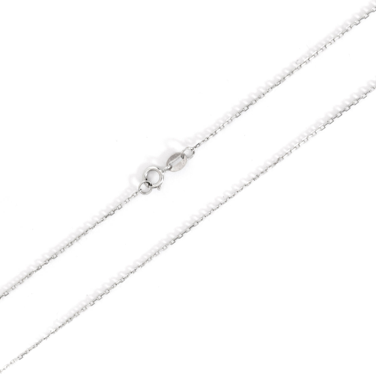 Silver chain necklace on a white background