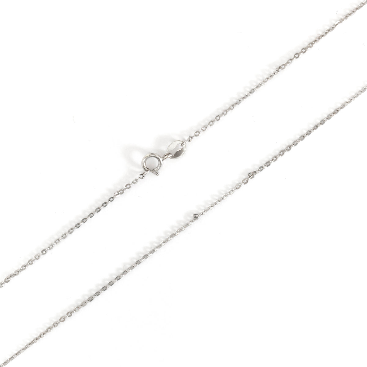 Silver chain necklace on a white background