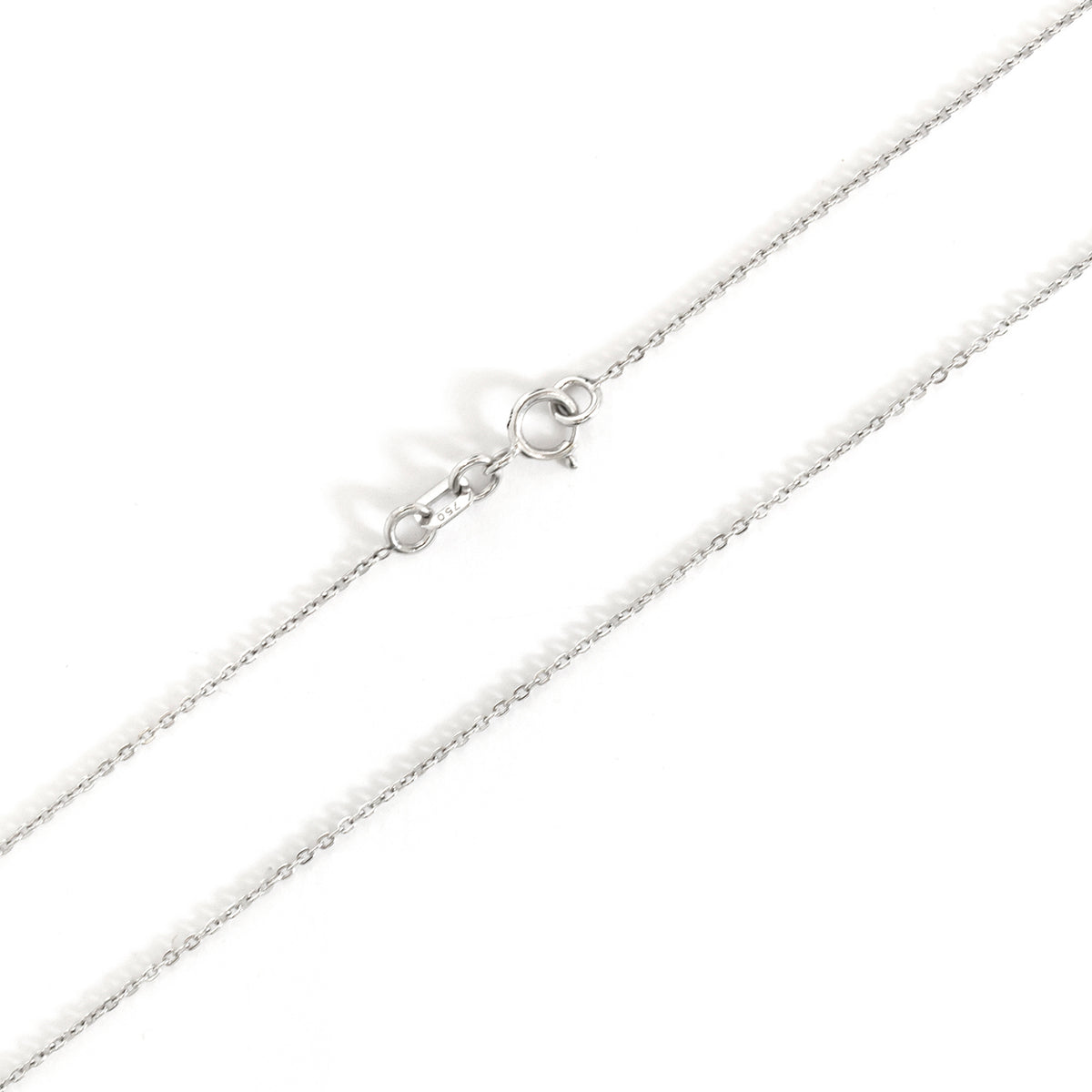 Silver chain necklace on a white background