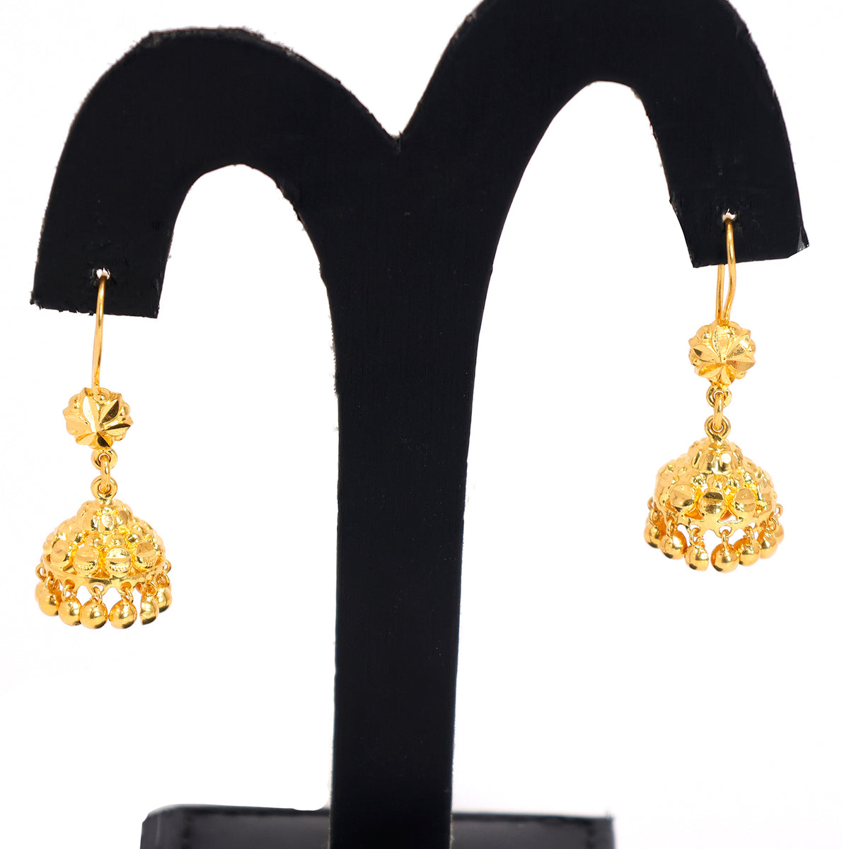 22K Gold Hook Earrings – Sleek Lightweight Look – Yellow - Main View
