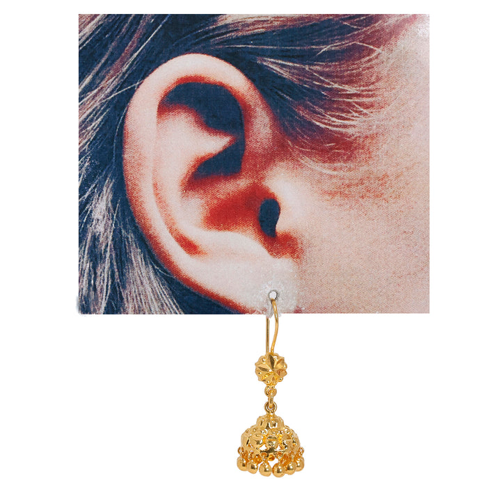 22K Gold Hook Earrings – Sleek Lightweight Look – Yellow