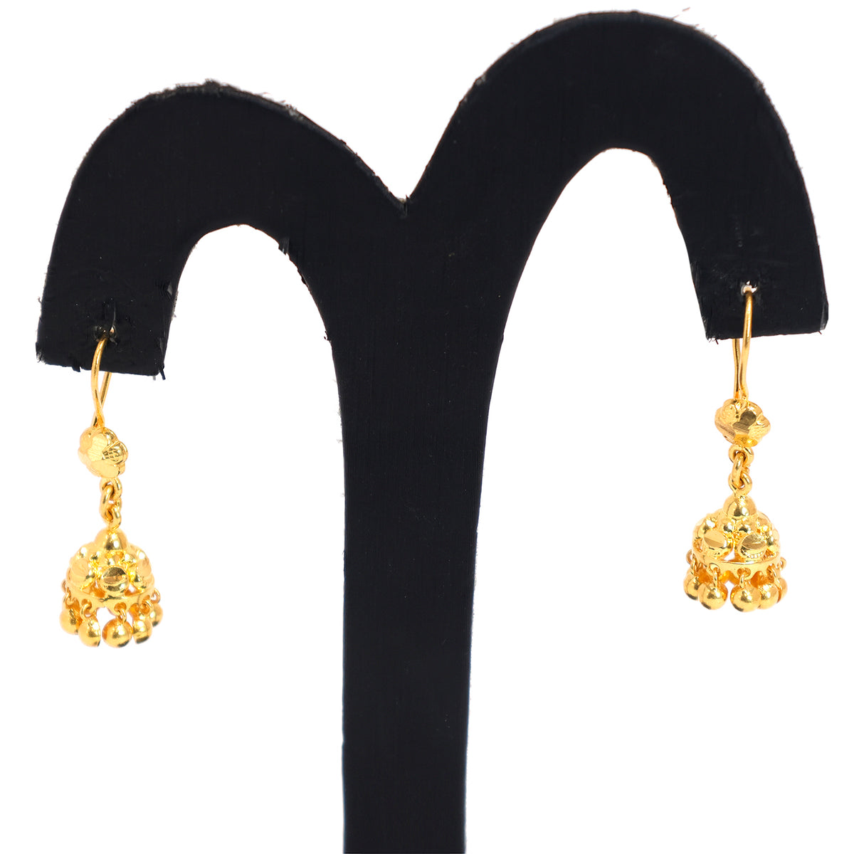 22K Gold Hook Earrings – Clean Modern Profile – Yellow - Main View