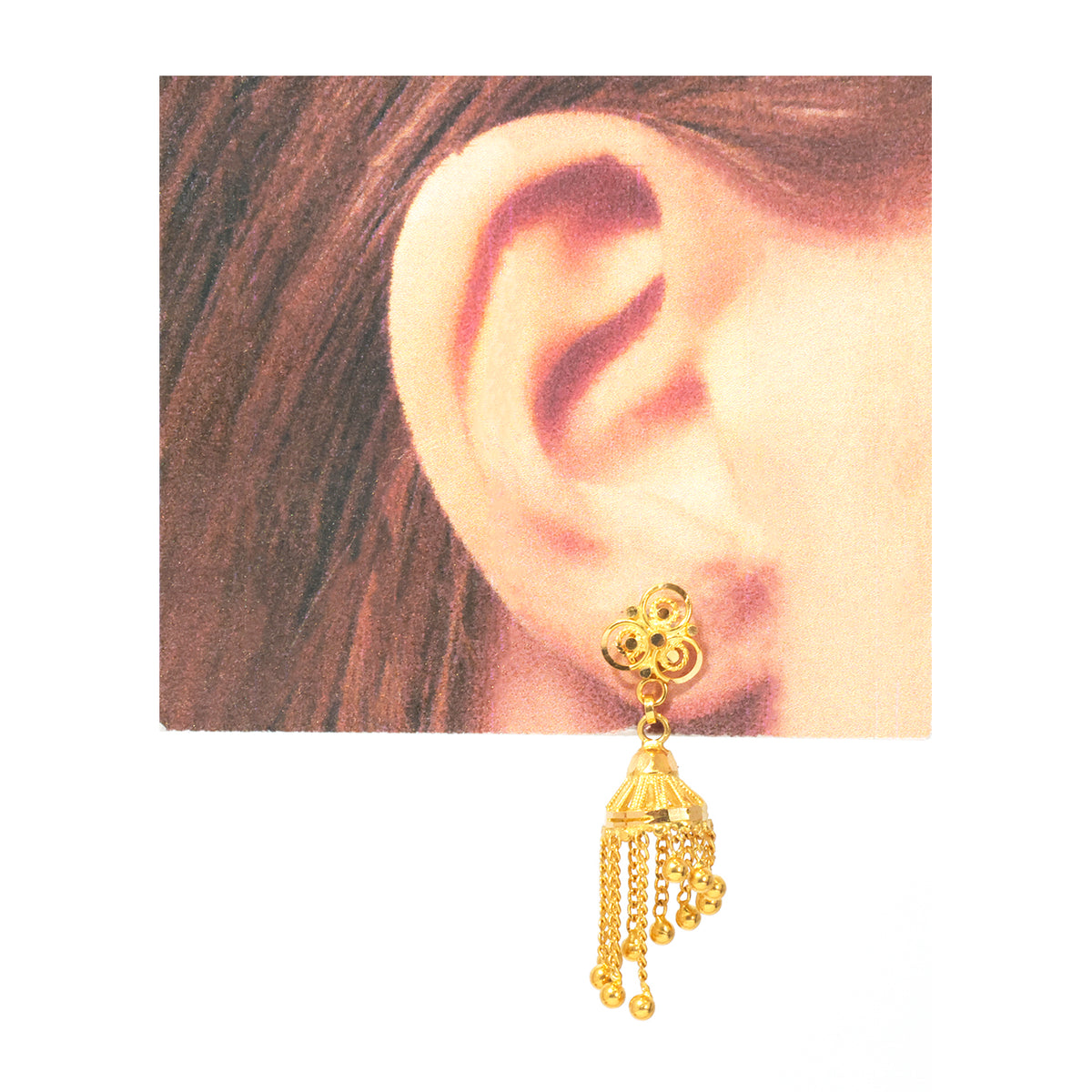 22K Gold Ribbed Bell Jhumka Earrings