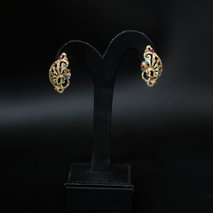22K Gold Multi-Stone Ear Studs - No Making Charges | Shop Online