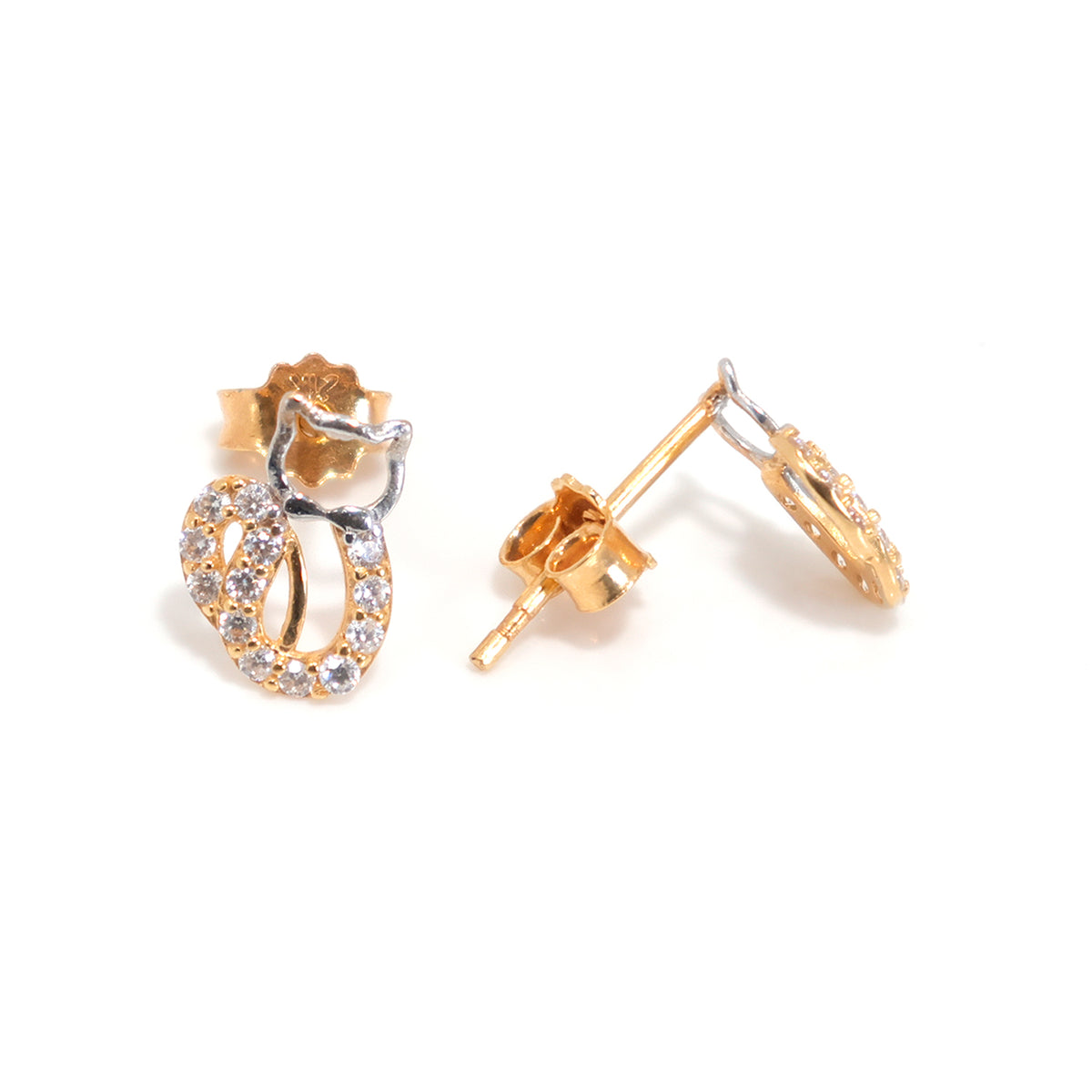 21K Gold Earrings – Elegant Push Design – Zero Making Charge - Main View
