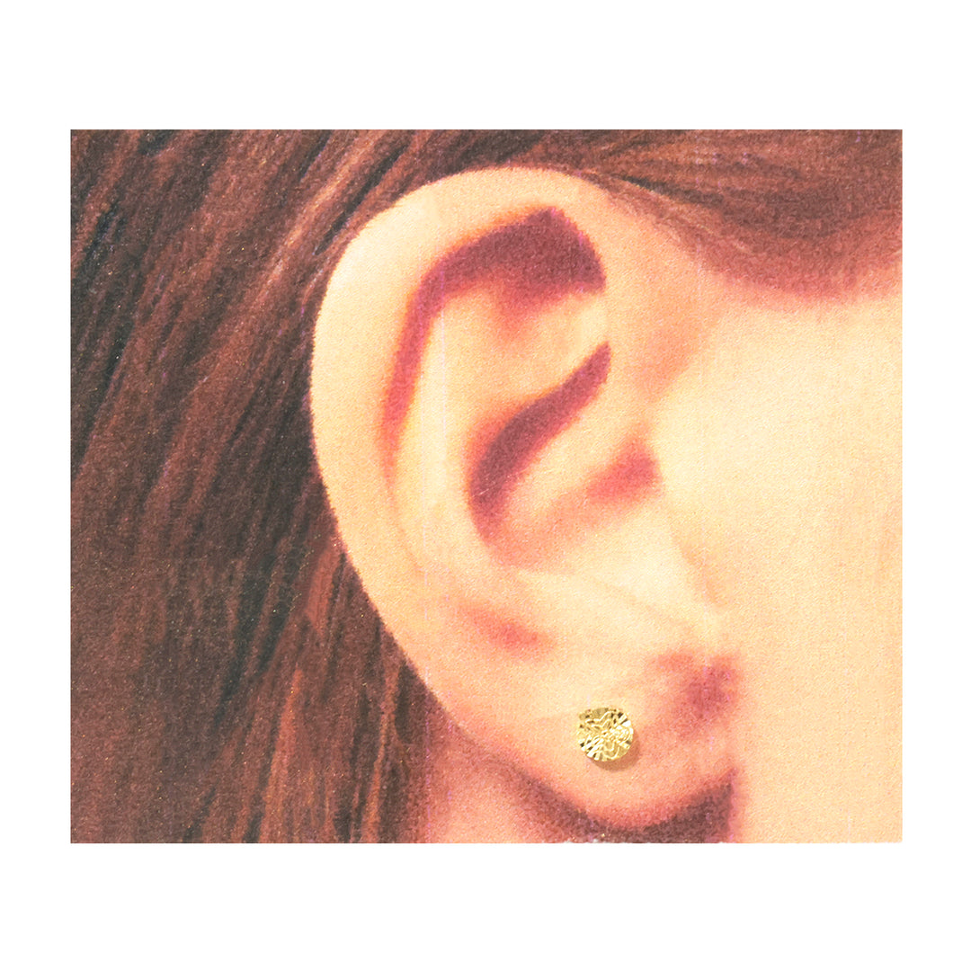 18K Gold Earrings – Sculpted Rose Stud Design