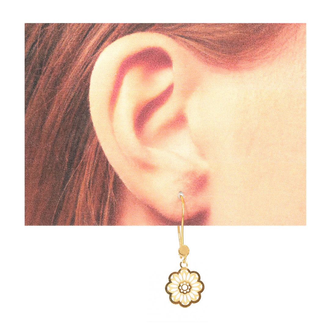 21K Gold Filigree Flower Drop Earrings