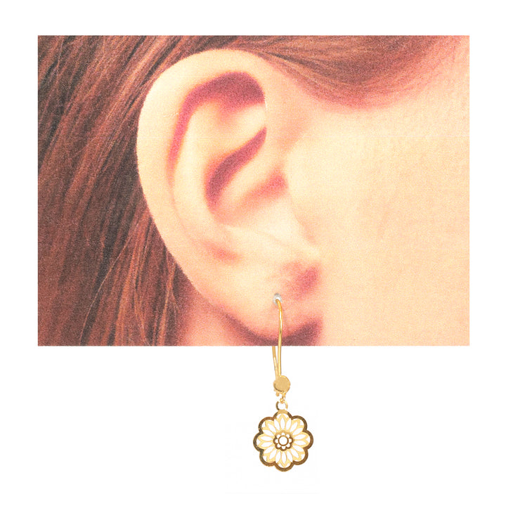 21K Gold Filigree Flower Drop Earrings