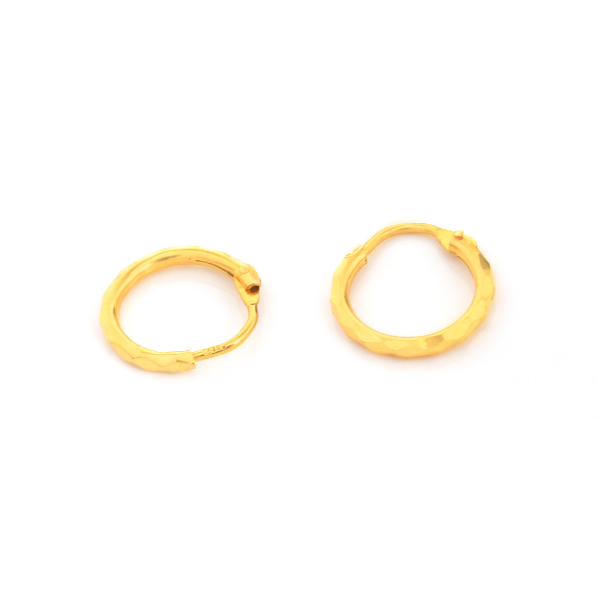 21K Gold Diamond-Cut Small Hoop Earrings