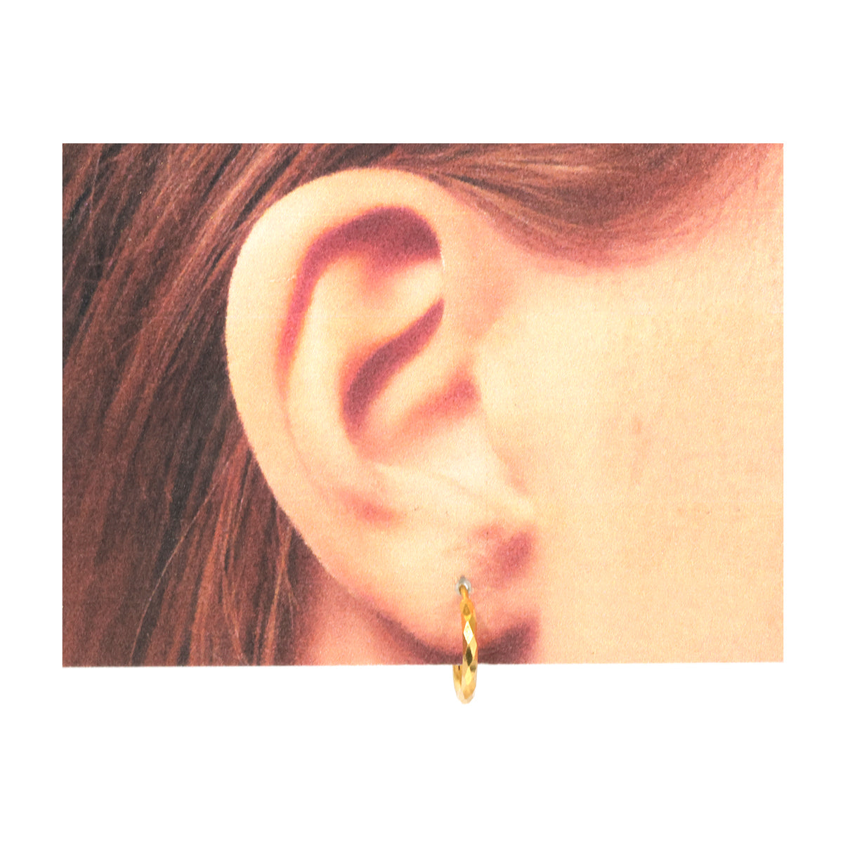 21K Gold Diamond-Cut Small Hoop Earrings