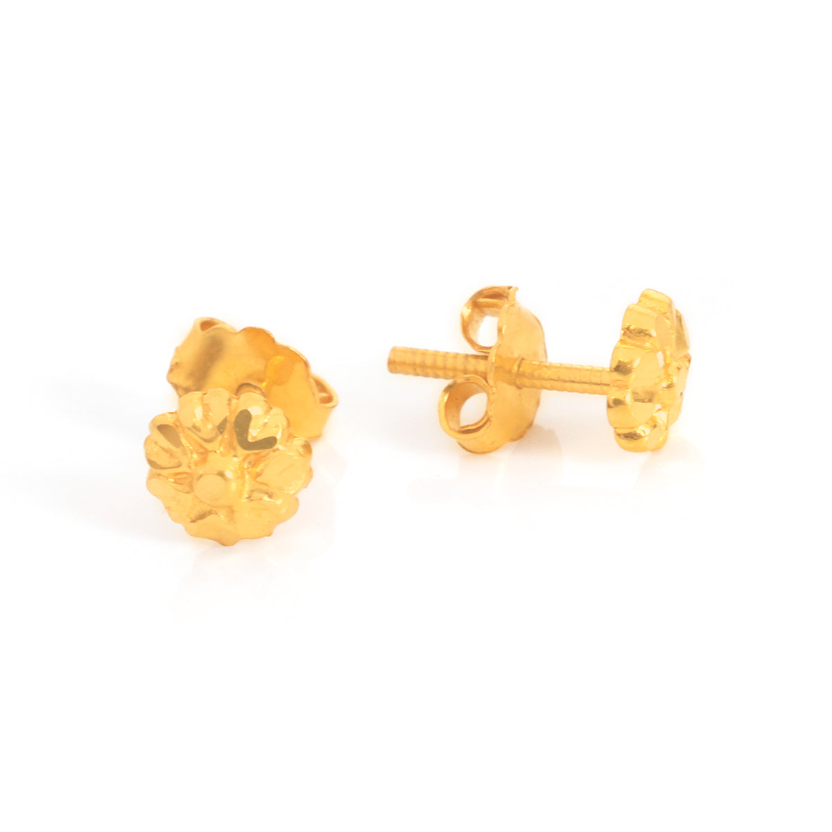 22K Gold Tiny Flower Stud Earrings