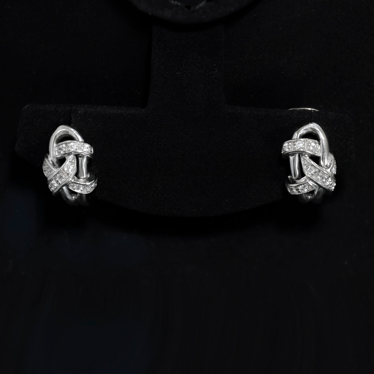 18K Gold CZ Earrings – Elegant Knot Design - Zero Making Charge - Main View