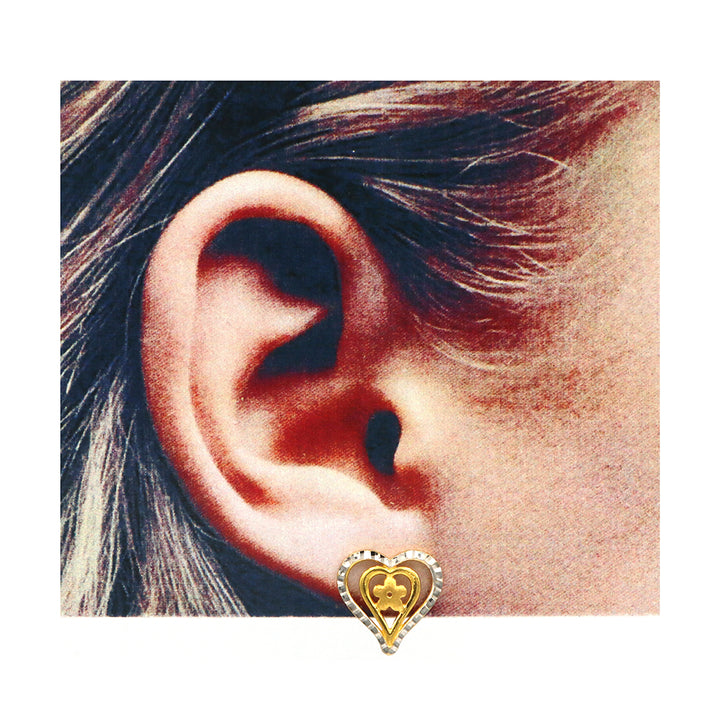 22K Gold Push type and heart shape Earrings AFE05975