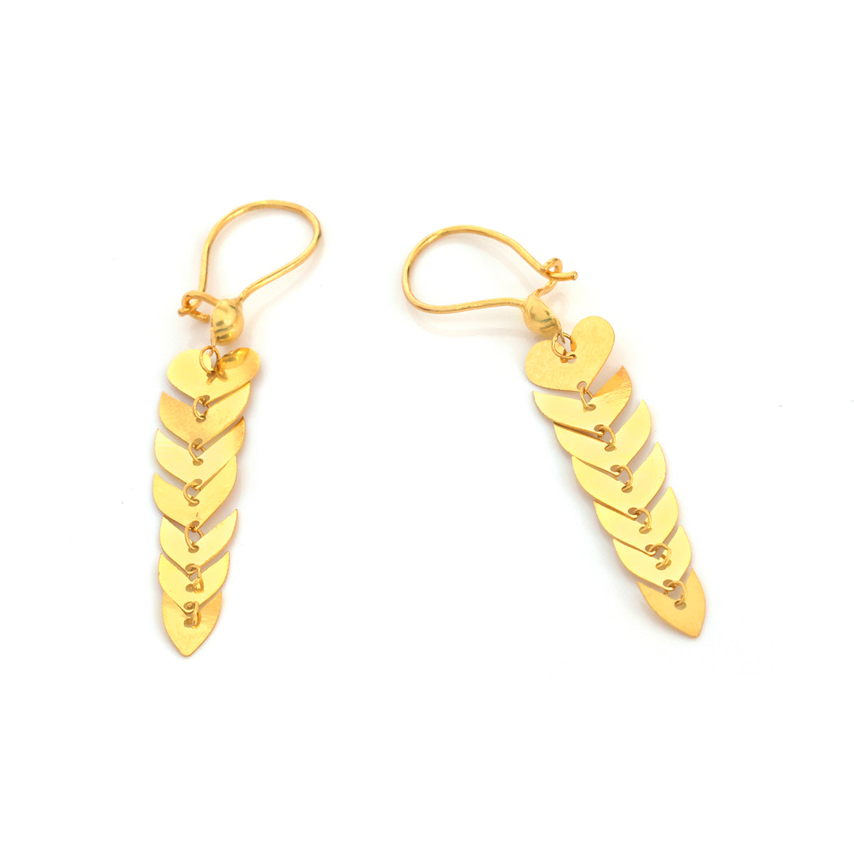 21K Gold Cascading Scale Drop Earrings