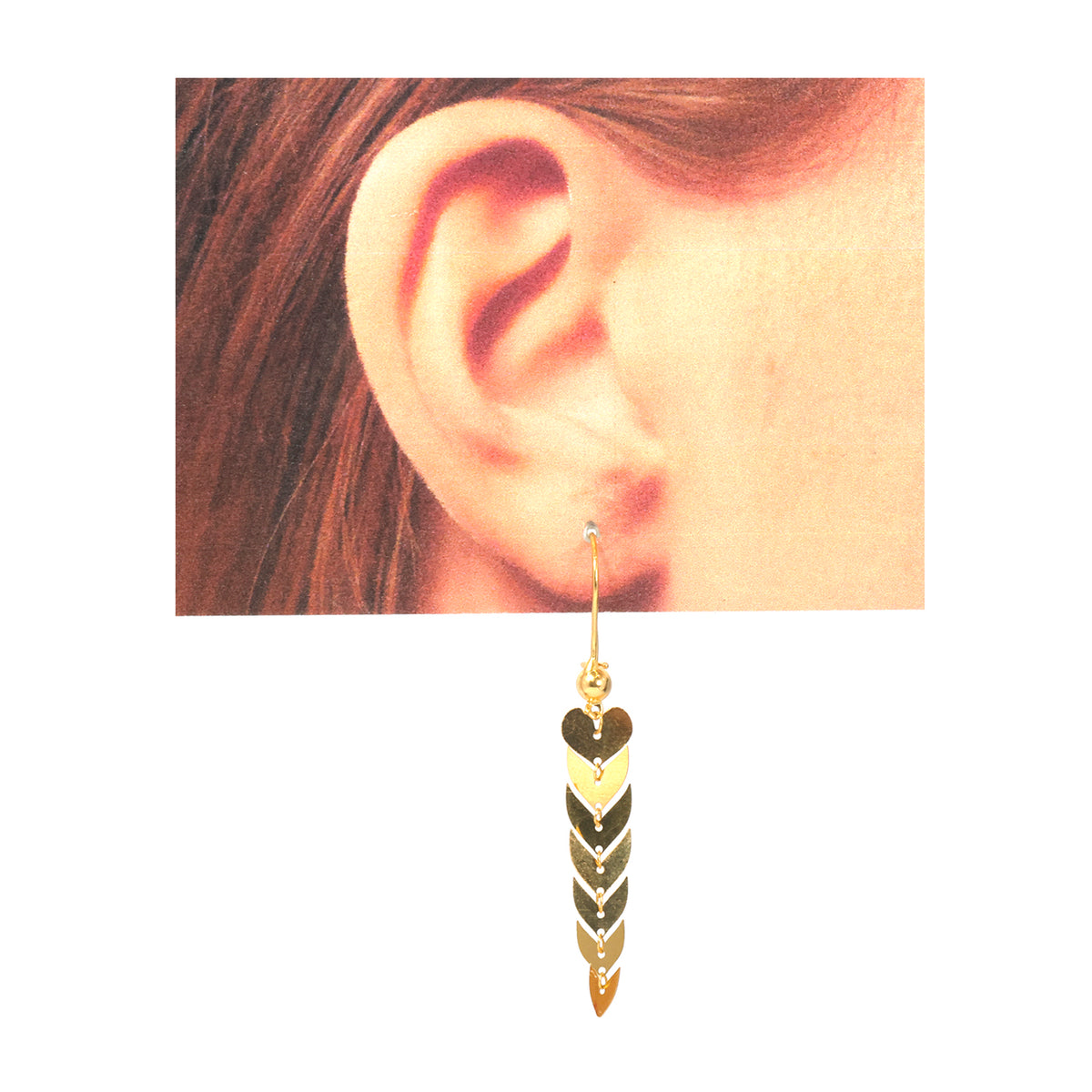 21K Gold Cascading Scale Drop Earrings