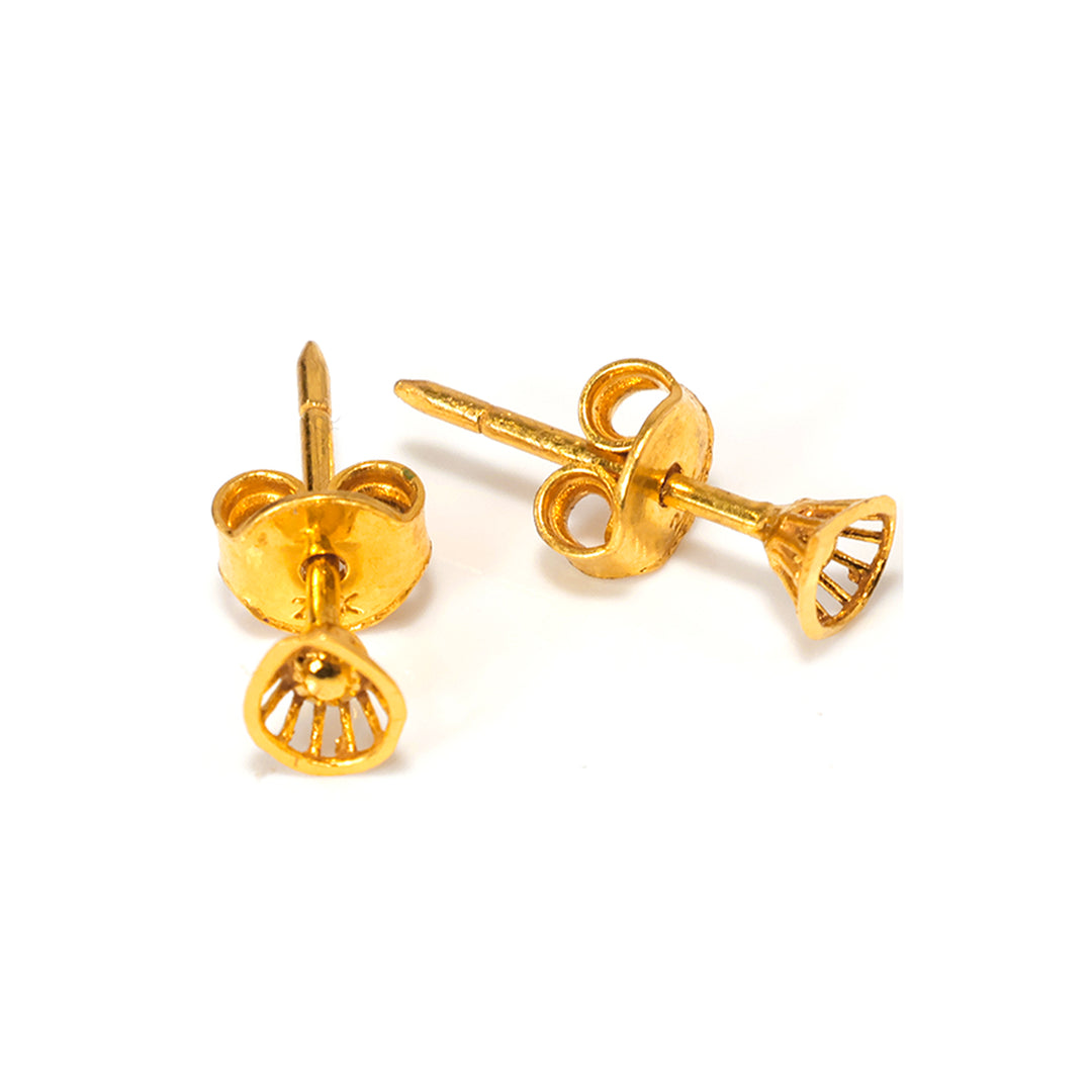 Pair of gold earrings on a white background